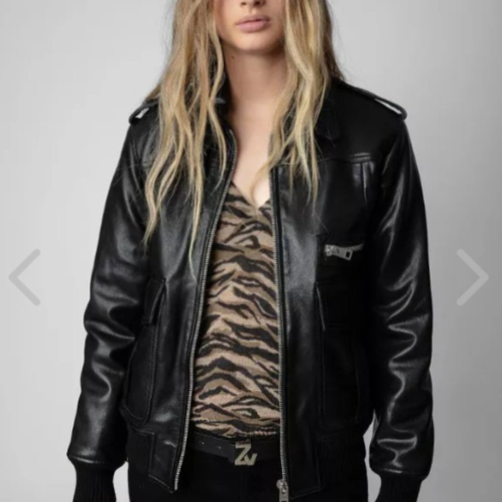 Zadig & Voltaire Luka Leather Fur Lined Jacket XS NWT